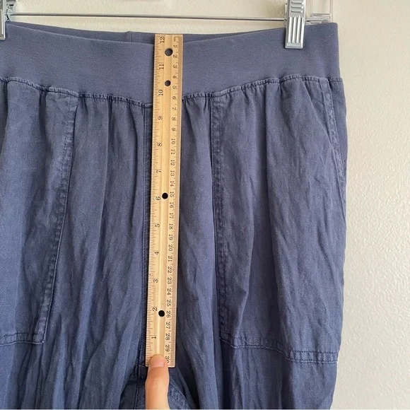 Faherty Brand Arlie Day Pants linen joggers blue lounge pull on elastic waist M - Picture 11 of 16